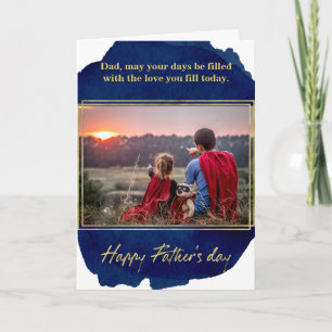 Gold Foil On Blue Watercolor Father's Day Card