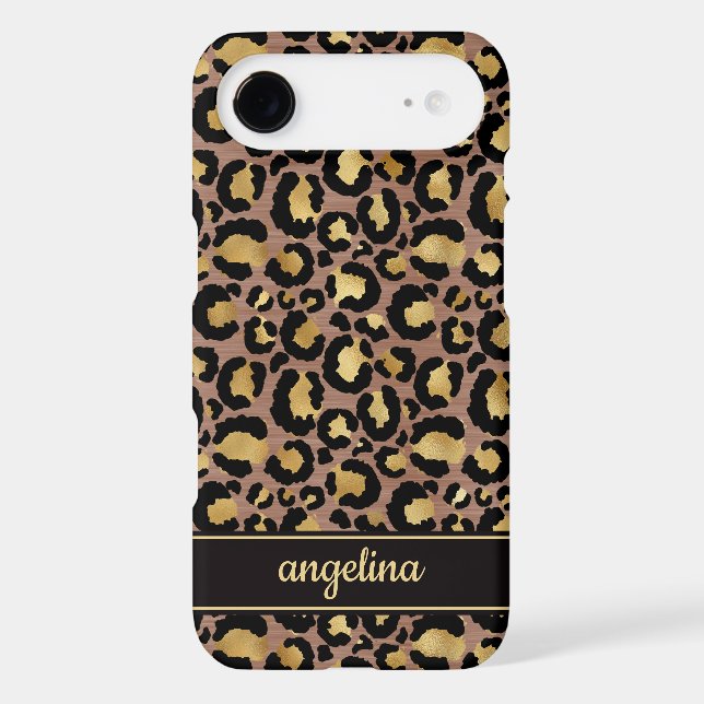 Gold Foil On Brown Leopard Print Monogrammed (Back)