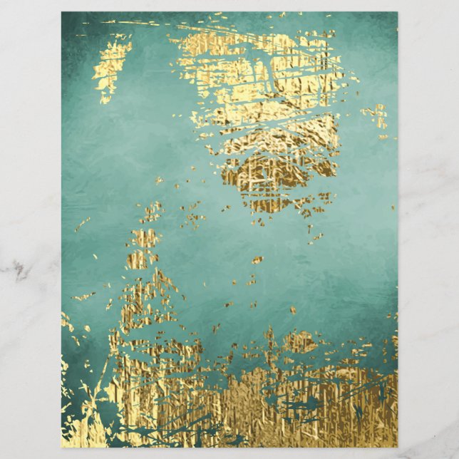Gold Foil on Distressed Turquoise Scrapbook Paper (Front)