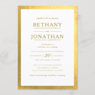 Gold Foil on Gold Wedding Invitation