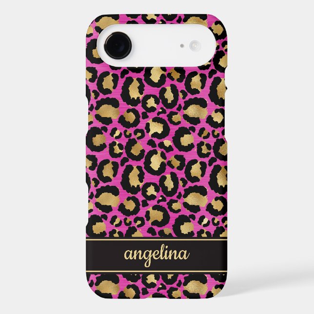 Gold Foil On Hot Pink Leopard Print Monogrammed (Back)