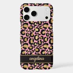 Gold Foil On Pink Leopard Print Monogrammed