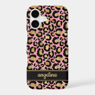 Gold Foil On Pink Leopard Print Monogrammed