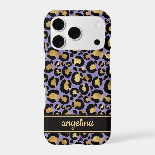 Gold Foil On Purple Leopard Print Monogrammed