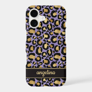 Gold Foil On Purple Leopard Print Monogrammed