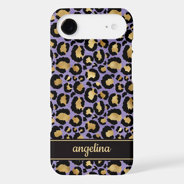 Gold Foil On Purple Leopard Print Monogrammed (Back)