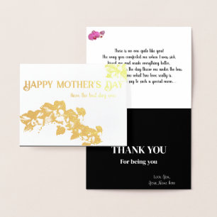 Gold Foil Orchid Mother's Day w/ printed greeting Foil Card