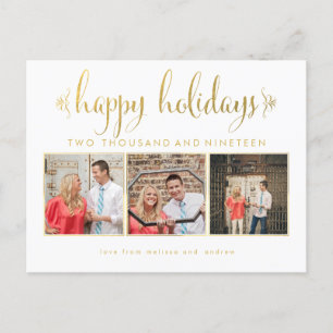 Gold Foil Our First Christmas Photo Frame Postcard