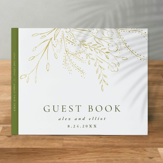 Gold Foil Overflowing Bouquet Wedding Guest Book (Gold Foil Overflowing Bouquet Wedding Guest Book)