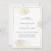 Gold Foil Palm Leaf Wedding Invitation
