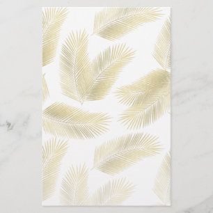 Gold Foil Palm Leaves Pattern Stationery