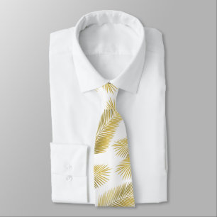 Gold Foil Palm Leaves Pattern Tie