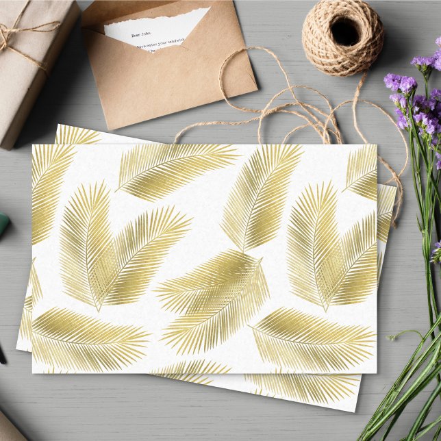 Gold Foil Palm Leaves Pattern Tissue Paper (Gold Palm Leaves Pattern Tissue Paper)