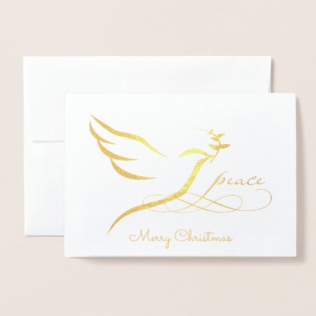 Gold Foil Peace Dove Card (Front With Envelope)