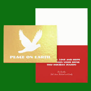 Gold Foil Peace on Earth Christmas Foil Card