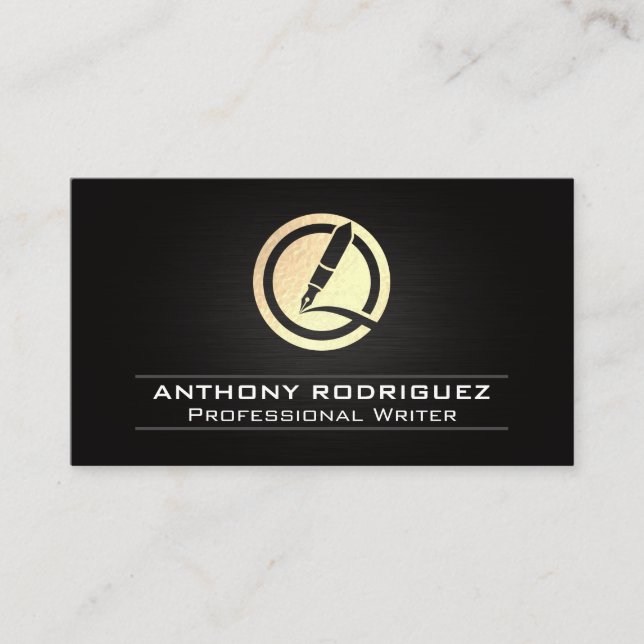 Gold Foil Pen Logo Business Card (Front)