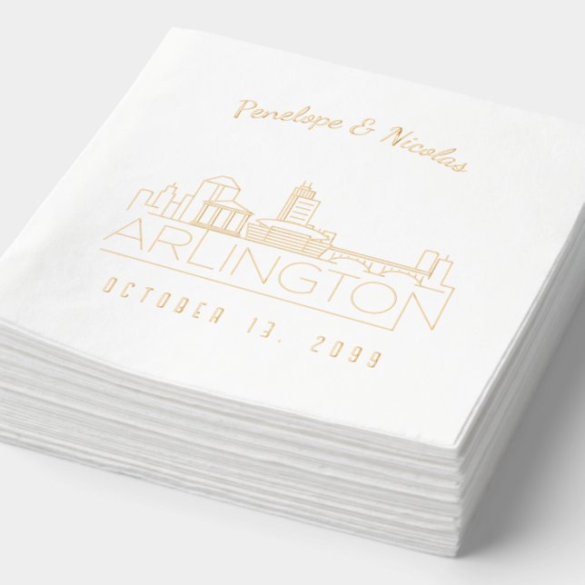 Gold Foil Personalised Arlington Wedding Napkins (Detail)