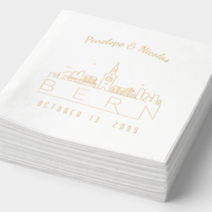 Gold Foil Personalised Bern Wedding Napkins