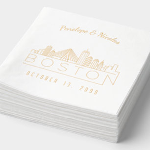 Gold Foil Personalised Boston Wedding Napkins
