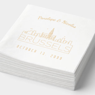 Gold Foil Personalised Brussels Wedding Napkins