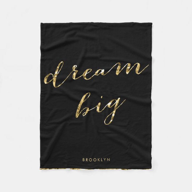 Gold Foil Personalised Dream Big Blanket (Front)