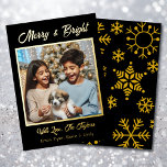 Gold Foil Personalised Family Photo Christmas Foil Holiday Card<br><div class="desc">Pretty elegant gold foil Christmas cards. Just upload your family photo in the personalise area. You can edit the text to say what you want and add your names. Pretty black and gold snowflake background.</div>