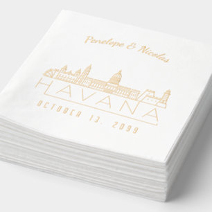 Gold Foil Personalised Havana Wedding Napkins