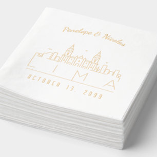 Gold Foil Personalised Lima Wedding Napkins