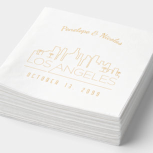 Gold Foil Personalised Los Angeles Wedding Napkins