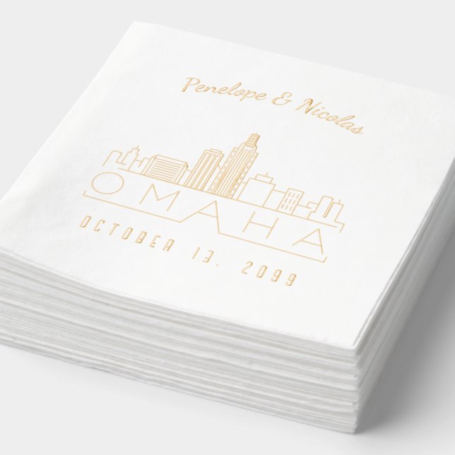 Gold Foil Personalised Omaha Wedding Napkins (Detail)