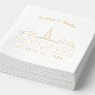 Gold Foil Personalised Reykjavik Wedding Napkins