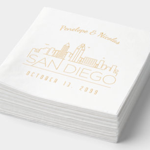 Gold Foil Personalised San Diego Wedding Napkins