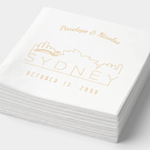Gold Foil Personalised Sydney Wedding Napkins