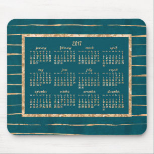 Gold Foil Petrol Yearly 2017 Calendar Mouse Pads