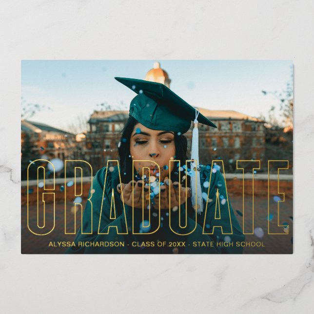 Gold Foil Photo Graduate Announcement Full (Front)