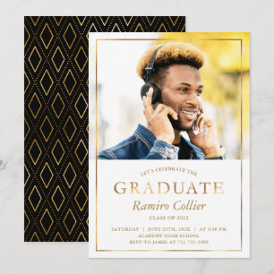 Gold Foil Photo Graduation Announcement