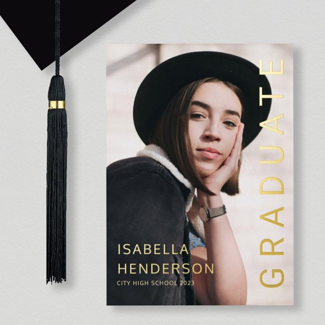 Gold Foil Photo Graduation Announcement (Creator Uploaded)