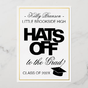 Gold Foil Photo Graduation Announcement Hats Off 