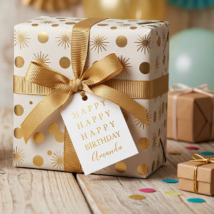 Gold Foil Photo Happy Birthday Gift Tag
