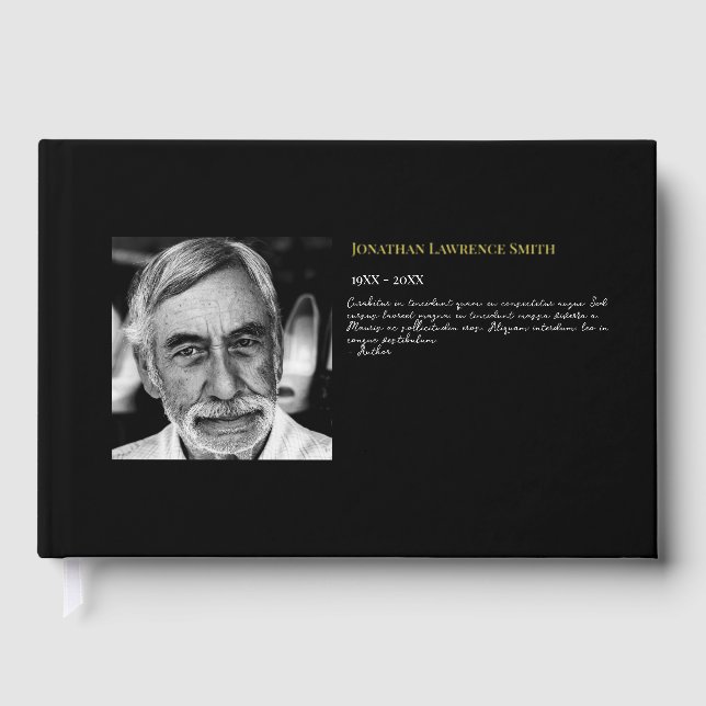 Gold foil photo quote celebration of life funeral guest book (Front)