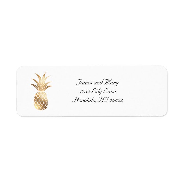 Gold Foil Pineapple Return Address Label (Front)