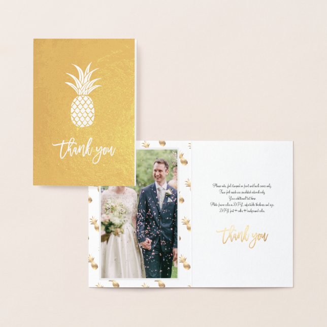 Gold Foil Pineapple,  Thank You w/Photo Foil Card (Display)