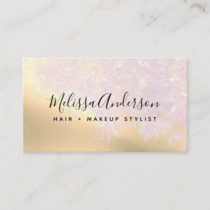 Gold Foil Pink Iridescent Calligraphy  Business Card