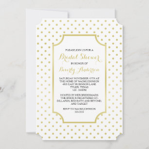 Gold Foil Polka-Dots Modern Bridal Shower Invite