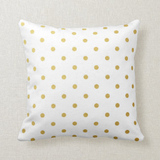 Gold Foil Polka Dots Modern White Metallic Cushion