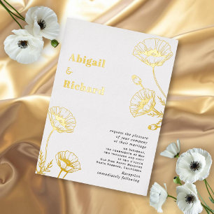 Gold foil poppies wildflowers floral wedding