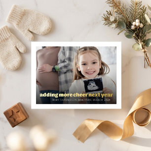 Gold Foil Pregnancy Announcement Christmas Card