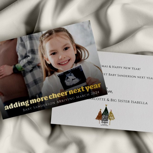 Gold Foil Pregnancy Announcement Christmas Card (Creator Uploaded)