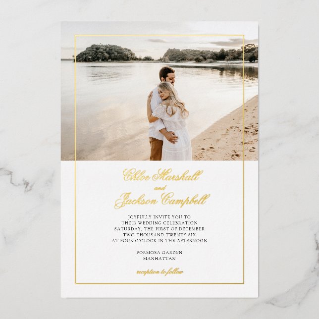 Gold Foil Pressed Minimalist Elegant Wedding   (Front)