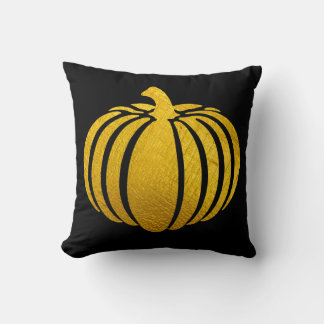 Gold Foil Pumpkin Throw Pillow
